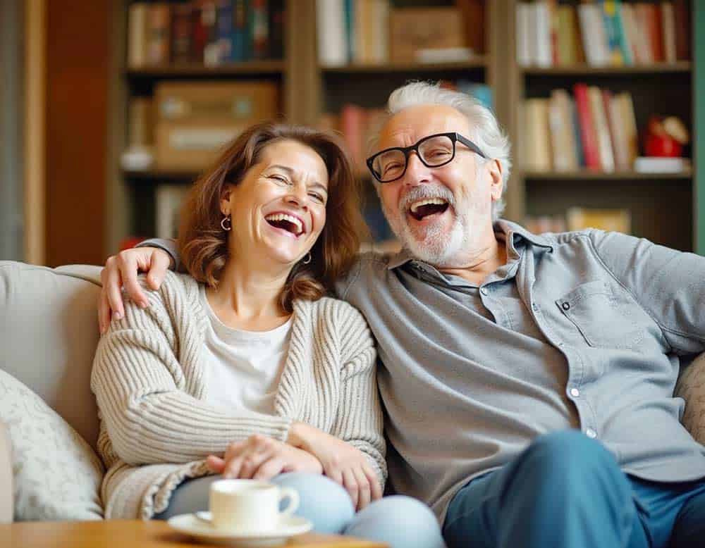 Lachendes Ehepaar auf der Couch Lachendes Ehepaar auf der Couch