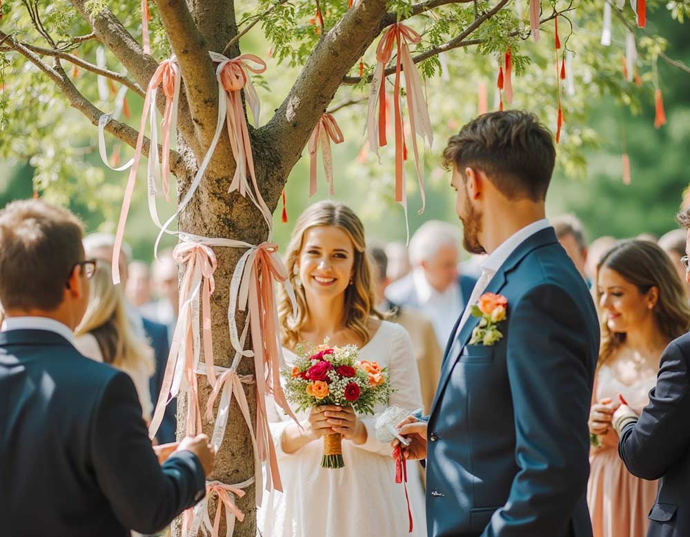 Bänderbaum mit Wünschen zur Hochzeit