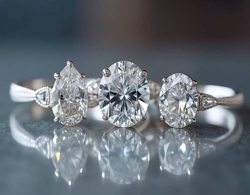 Brautringe mit Fancy Cut Diamanten – Tropfen, Oval, Marquise