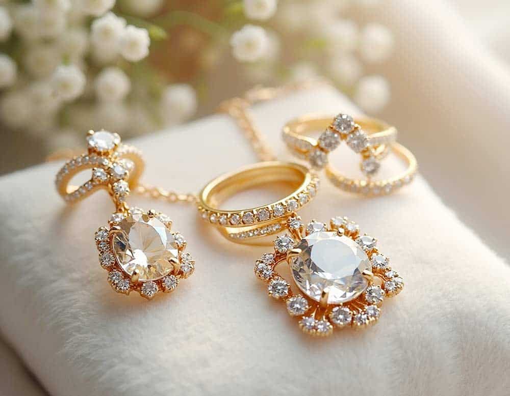 Hochzeitsschmuck Set mit Edelsteinen