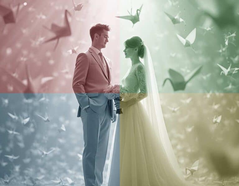 Mehr über den Artikel erfahren Tausend Origami-Kraniche für die Hochzeit als Glückszeichen