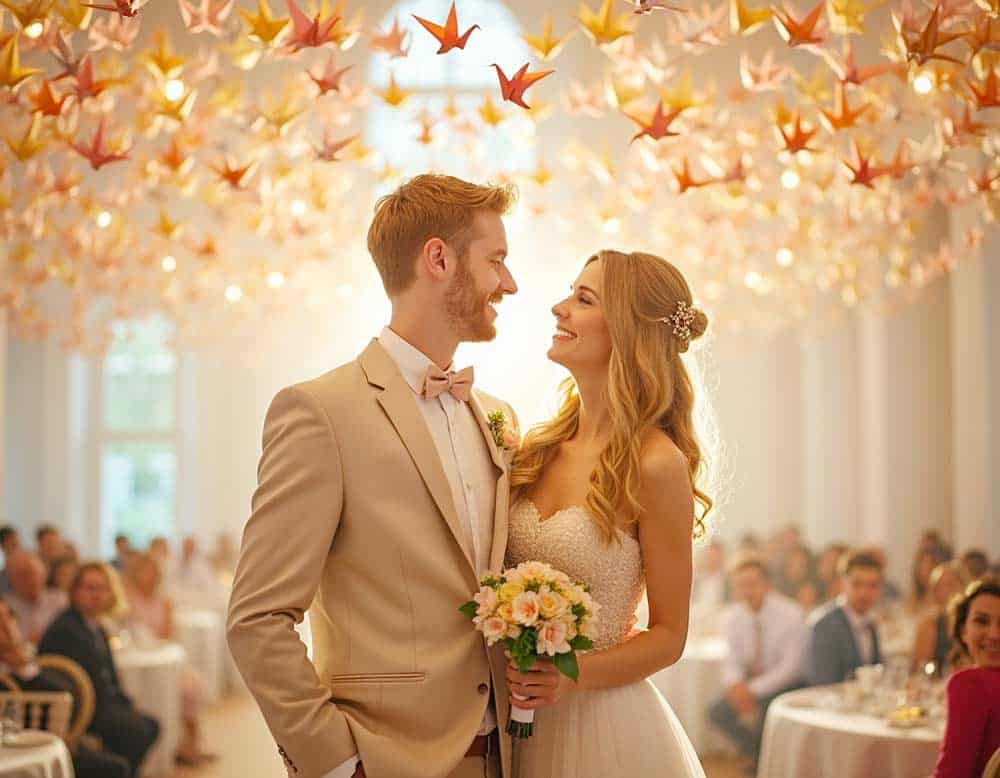 Der Hochzeitsbrauch Tausend Origami-Kraniche