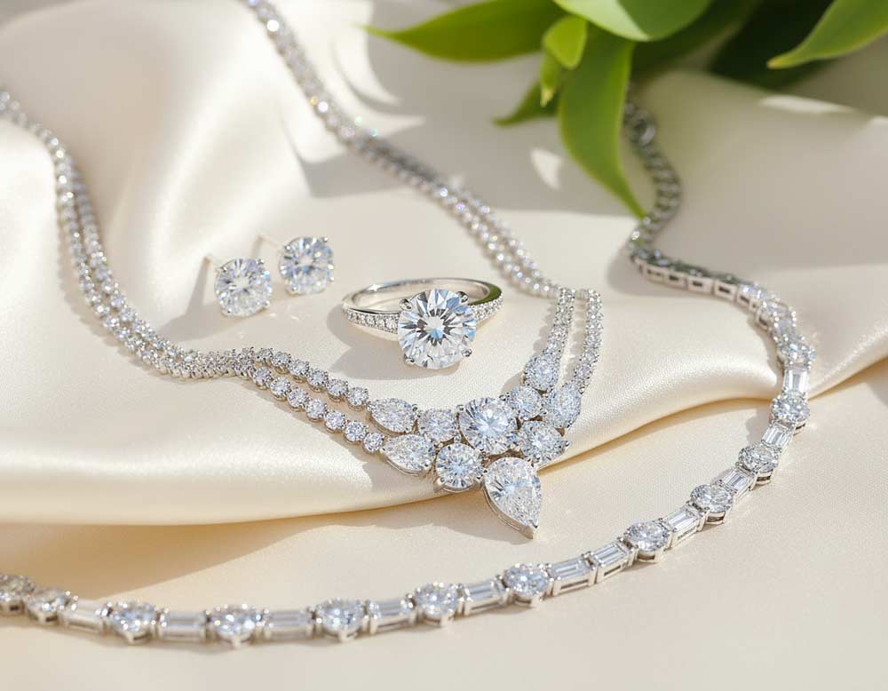 Eleganter Brautschmuck-Sets mit Labor-Diamanteanten