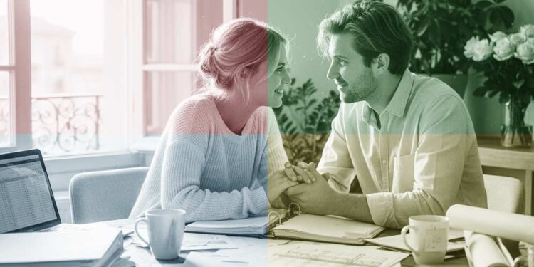 Ein verliebtes Paar bei der Hochzeitsplanung