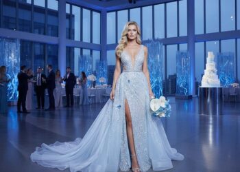 Eisblaues Hochzeitskleid