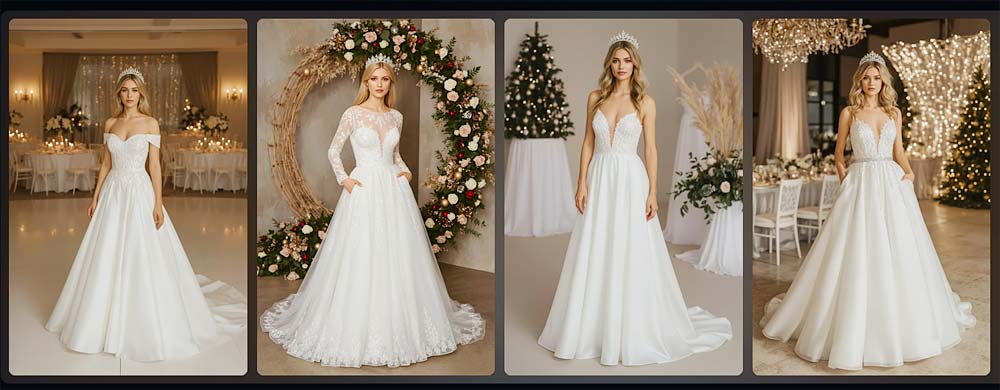 Weihnachtshochzeitkleider in verschiedenen Stilen