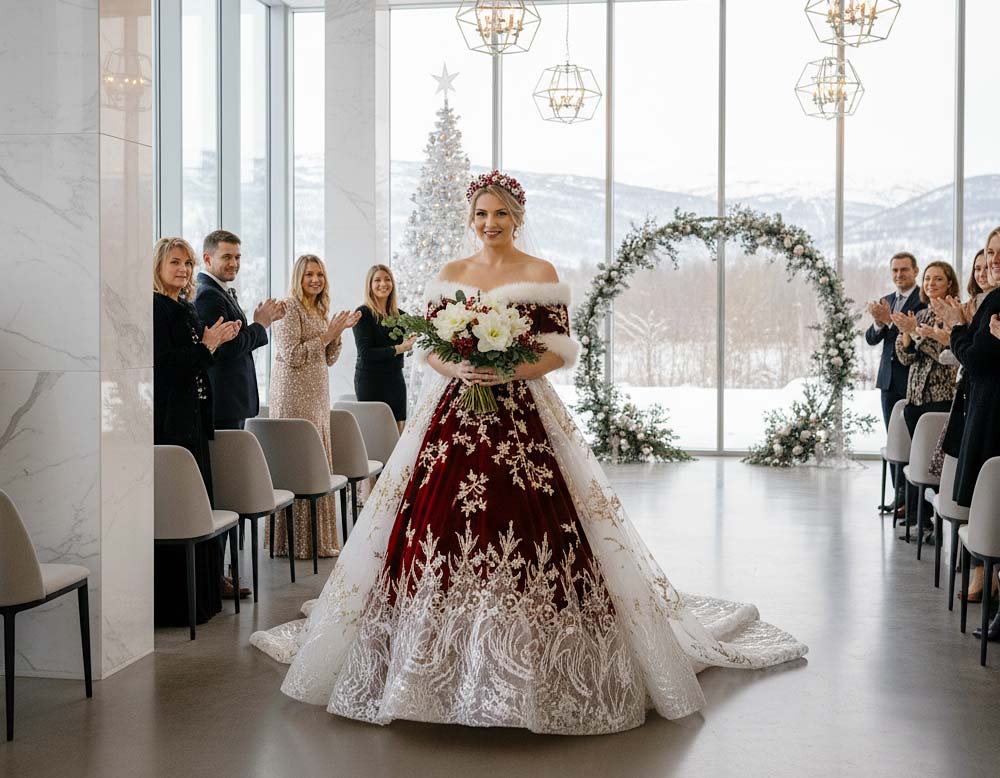 Traditionelles Weihnachtshochzeitskleid