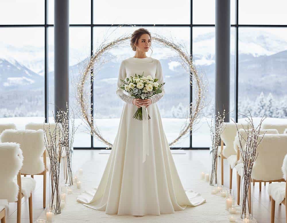 Luxus Winterbrautkleid im elegantem Stil