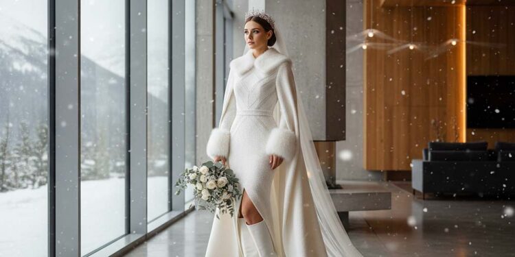Modernes Winterbrautkleid für die winterliche Braut