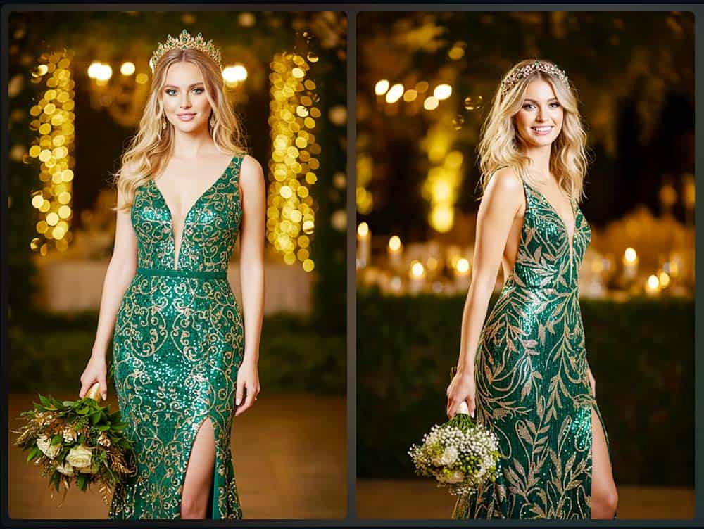 Die Wirkung von Grün-Gold in der festlichen Brautmode Die Wirkung von Grün-Gold in der festlichen Brautmode