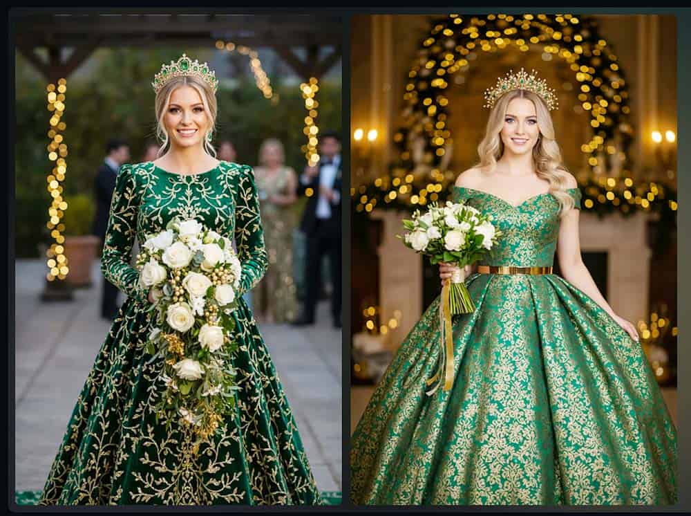 Ein Grün-Gold-Gown für besondere Hochzeitsmomente Ein Grün-Gold-Gown für besondere Hochzeitsmomente