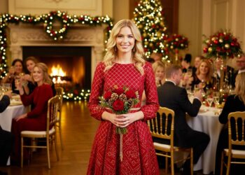 Festliches Rotgold-Kleid zur Weihnachtshochzeit