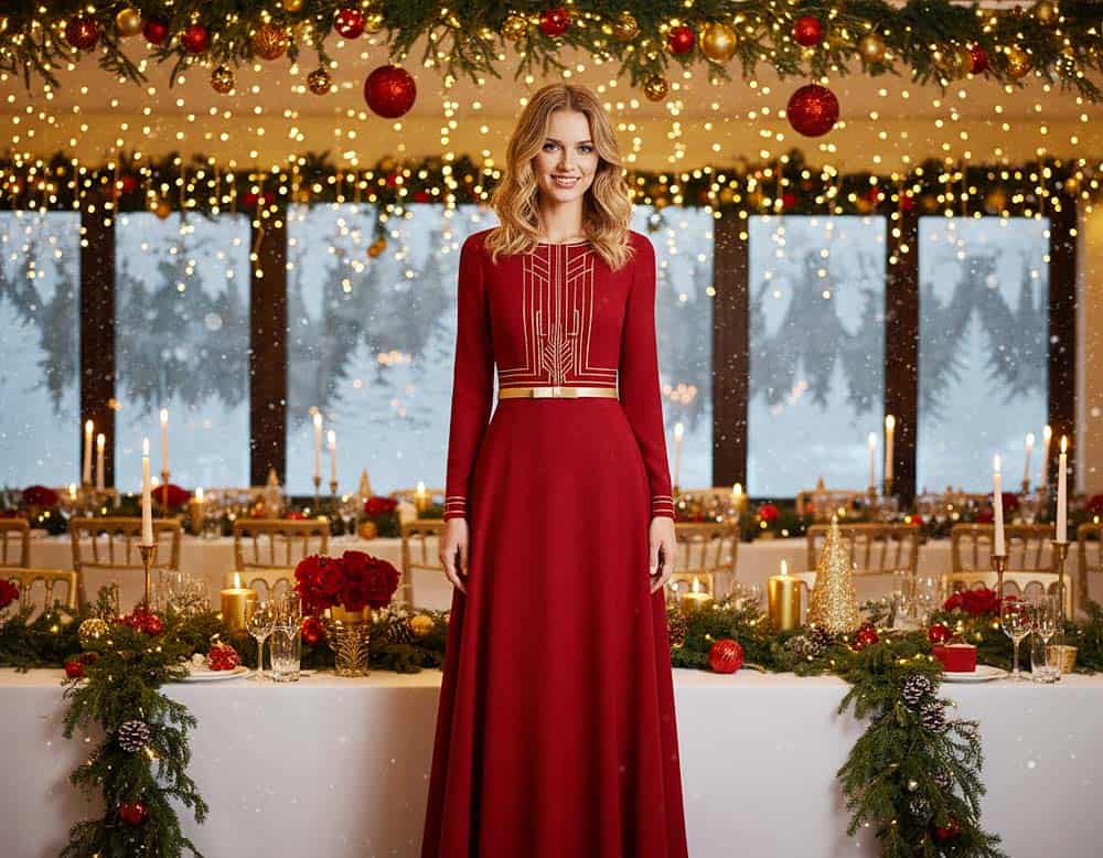 Das festliche Rotgold-Kleid zur Weihnachtshochzeit Das festliche Rotgold-Kleid zur Weihnachtshochzeit
