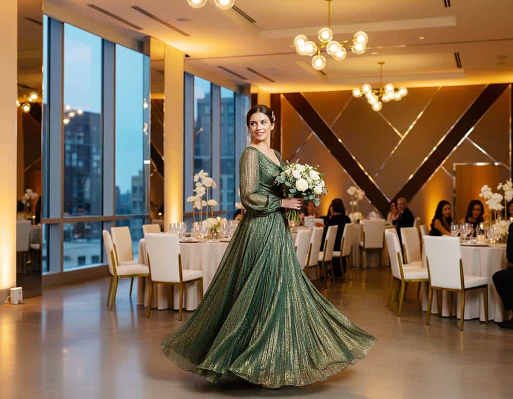 Du betrachtest gerade Feierliches Grün-Gold-Gown für die Festtagsbraut