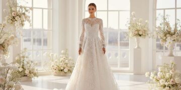 Ivory Brautkleid mit Perlen