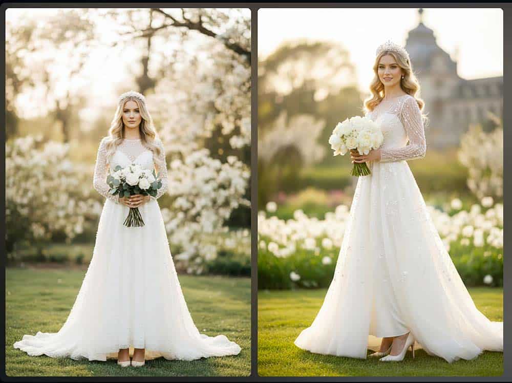 Zeitloses Ivory Brautkleid mit Perlendetails Zeitloses Ivory Brautkleid mit Perlendetails