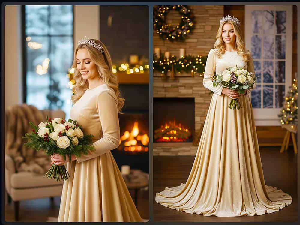 Ein Hochzeitskleid aus Luxus-Velours für ruhige, starke Auftritte Ein Hochzeitskleid aus Luxus-Velours für ruhige, starke Auftritte