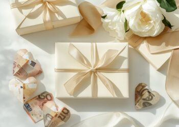 Geldgeschenk zur Hochzeit kreativ verpacken mit Origami-Herzen aus Geldscheinen