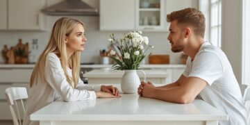 Paar führt ein ruhiges, respektvolles Gespräch bei der Konfliktlösung in der Ehe