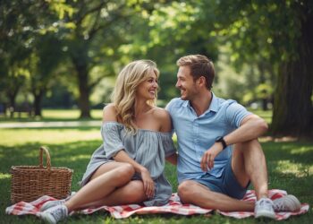 Paar genießt gemeinsame Zeit beim Picknick im Park – Liebessprachen im Alltag leben