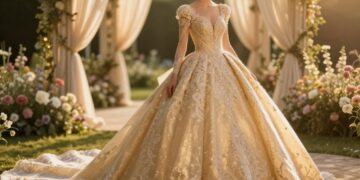Goldfarbenes Hochzeitskleid
