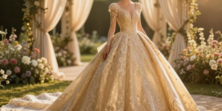 Goldfarbenes Hochzeitskleid