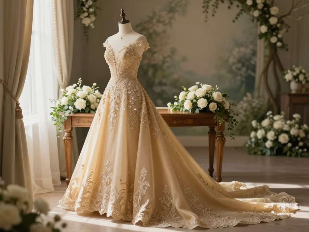 Accessoires zum goldfarbenen Hochzeitskleid
