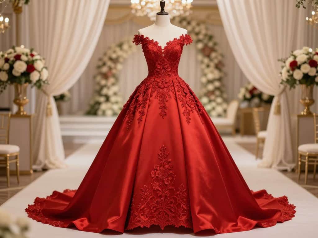 Rotes Hochzeitskleid in eleganter Brautmode