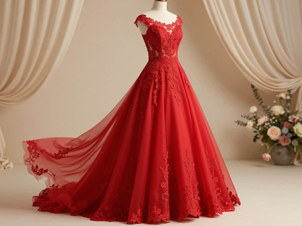Rotes Hochzeitskleid mit elegantem Schnitt