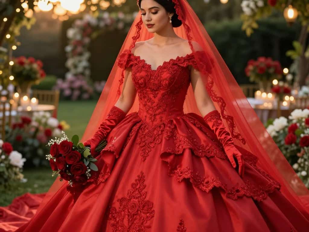 Accessoires zum roten Hochzeitskleid