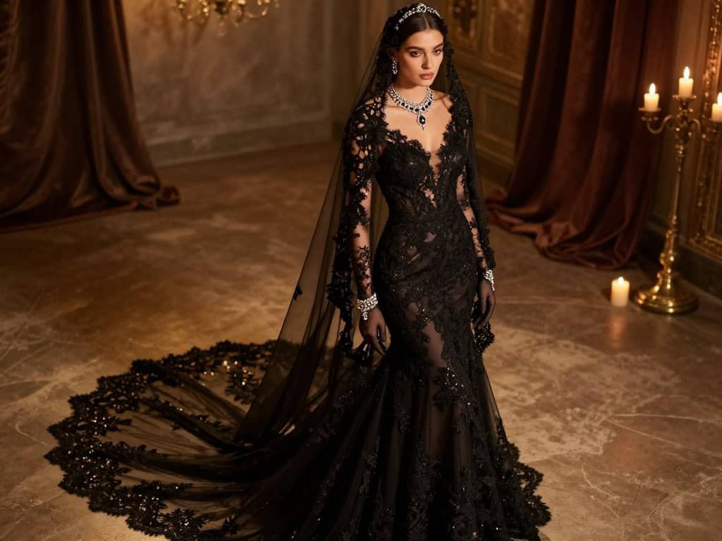 Accessoires zum schwarzen Hochzeitskleid