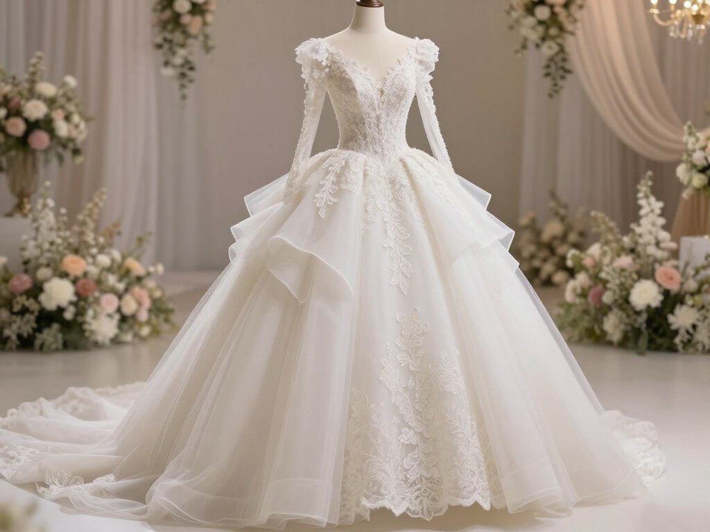 Brautkleid im Ballkleidschnitt mit Tüllrock